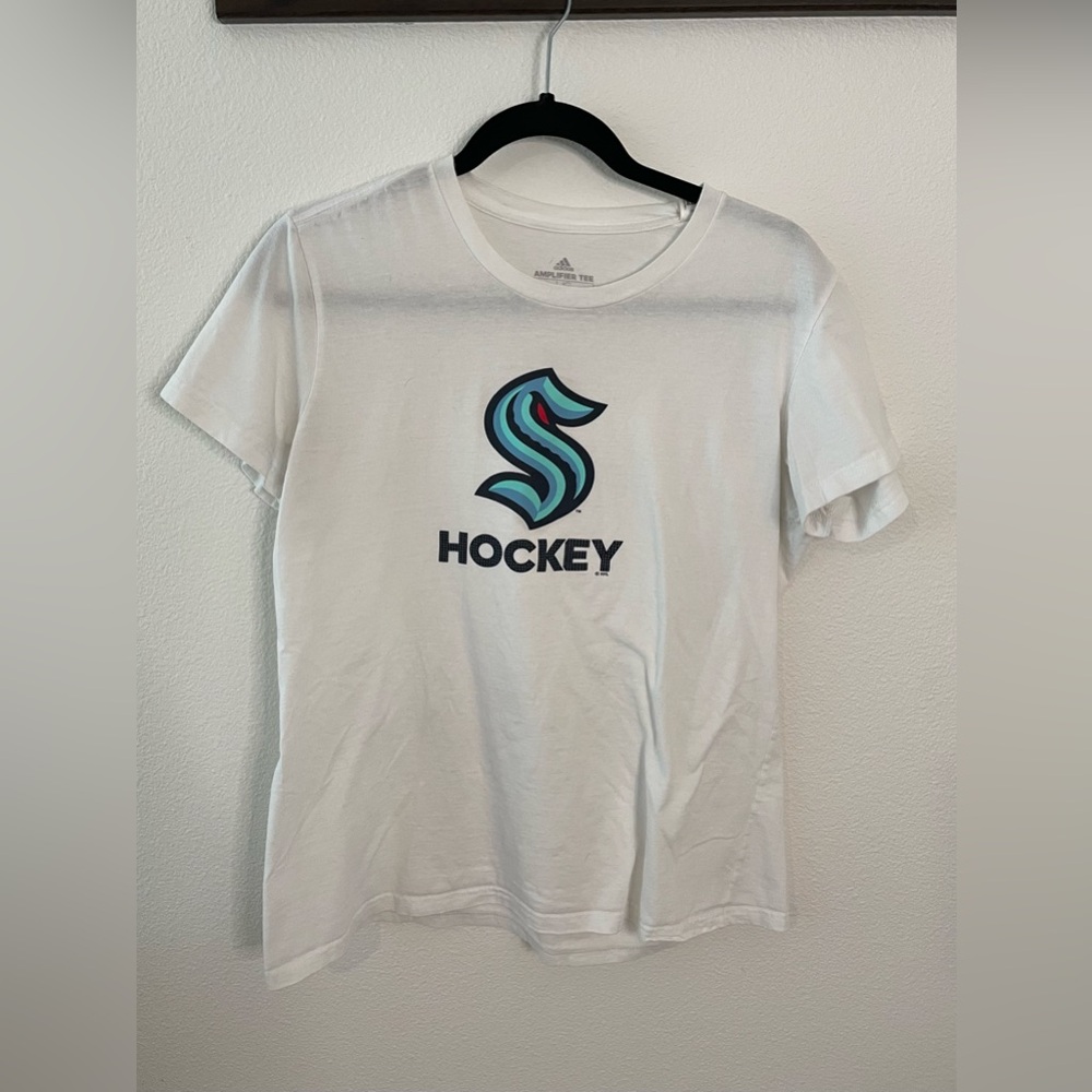 🍁Youth Adidas Hockey Kraken Logo T-Shirt Size Large GUC